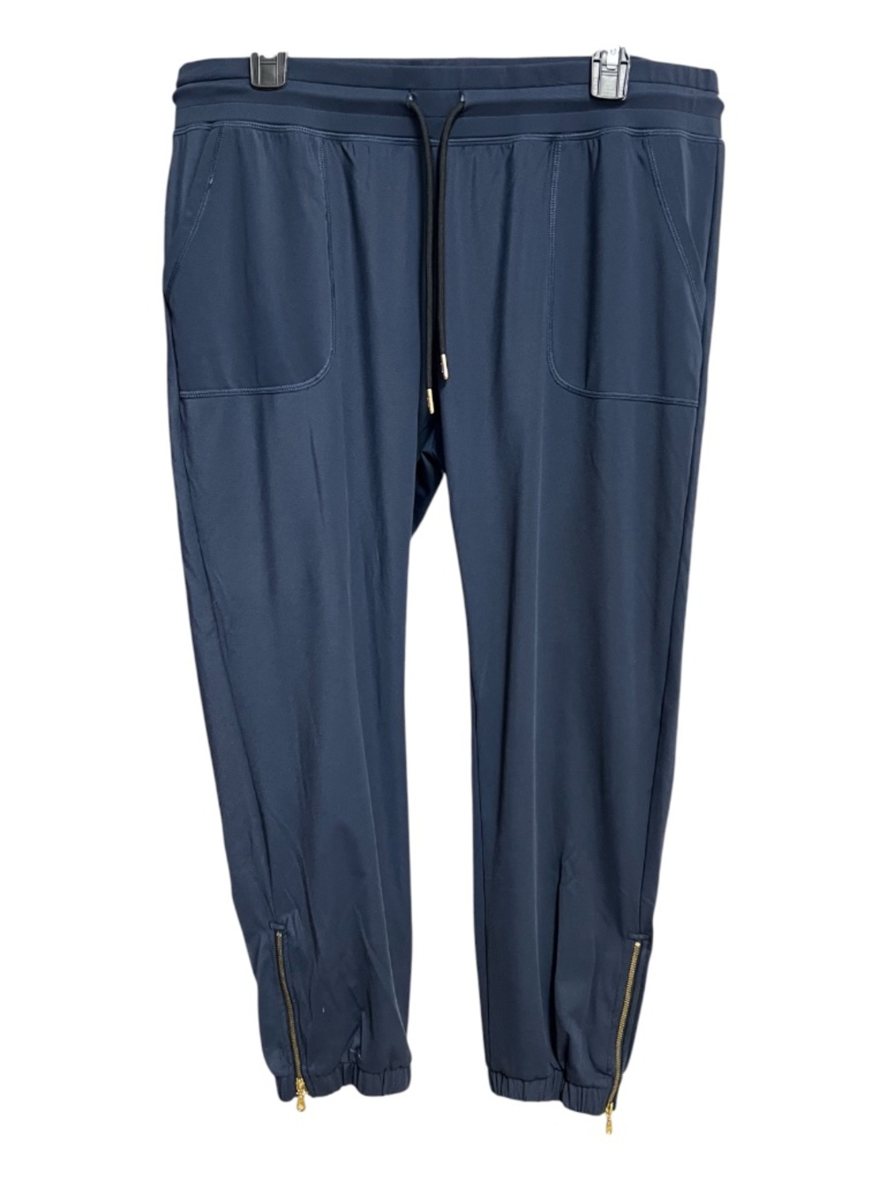 EUC+ Zyia Active Navy Blue Gold Zip Ankle Joggers | XL